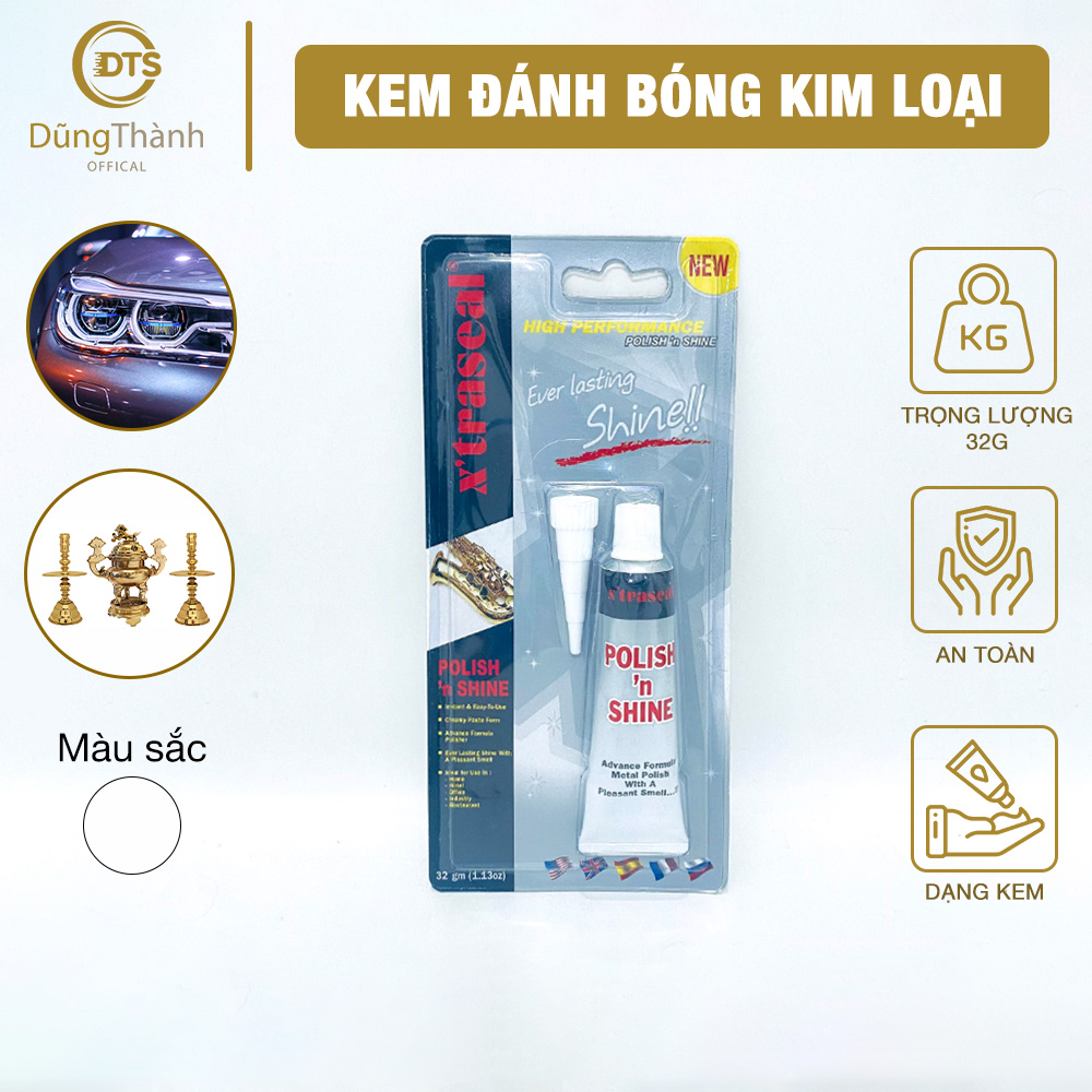 Kem đánh bóng kim loại đa năng X'TRASEAL làm sáng lư đồng đèn xe đồng hồ xe đạp an toàn da tay Polish’n Shine 32g