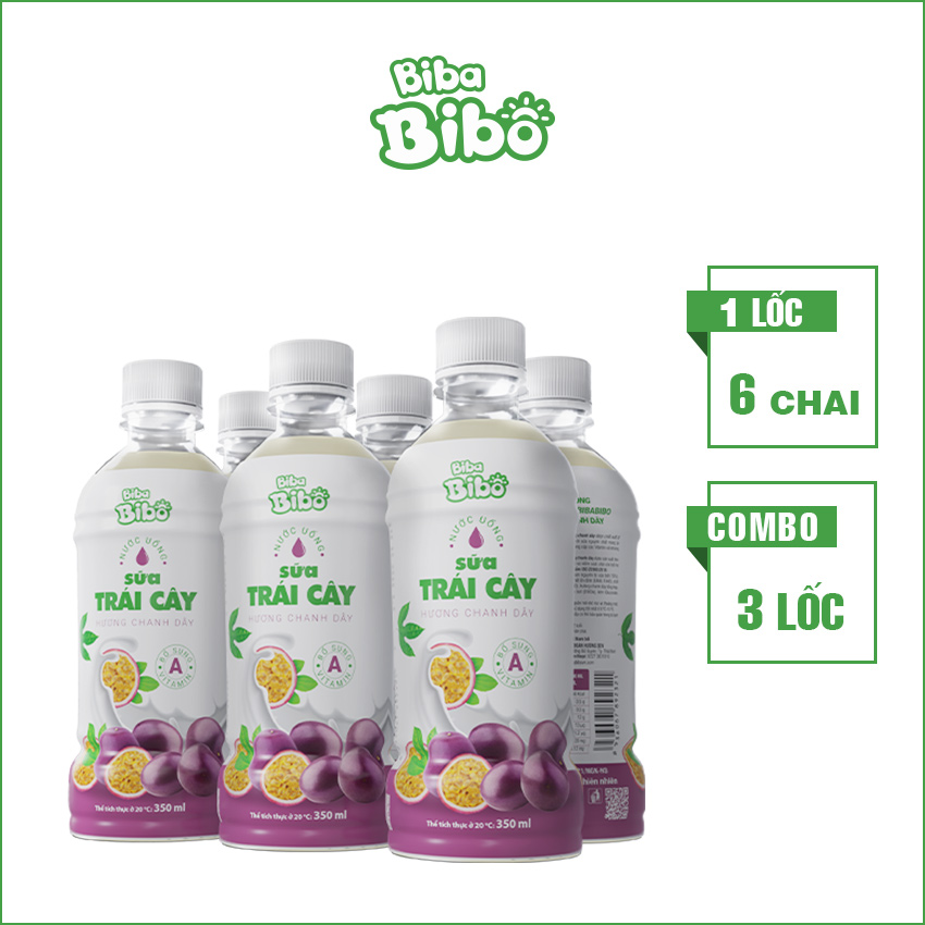 [Combo (18) chai 350ml] Bibabibo Sữa Chanh Dây (Chanh Leo), sữa trái cây, tốt cho miễn dịch, tiêu hóa