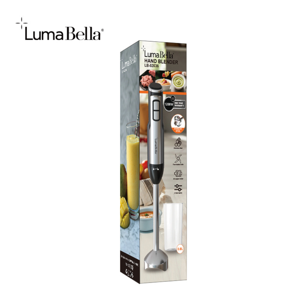 Máy xay cầm tay đa năng Lumabella LB-52036 công suất 1200W, lưỡi dao sắc bén xay nhuyễn thực phẩm - HÀNG CHÍNH HÃNG
