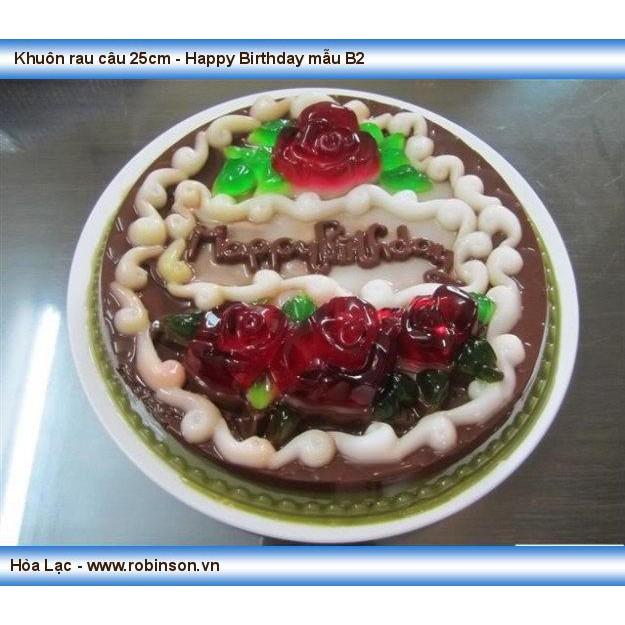 Khuôn nhựa rau cau happy birthday hình hoa hồng 25cm