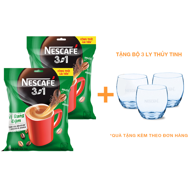 Combo 2 bịch cà phê hòa tan Nescafé 3in1 vị rang đậm - công thức cải tiến -