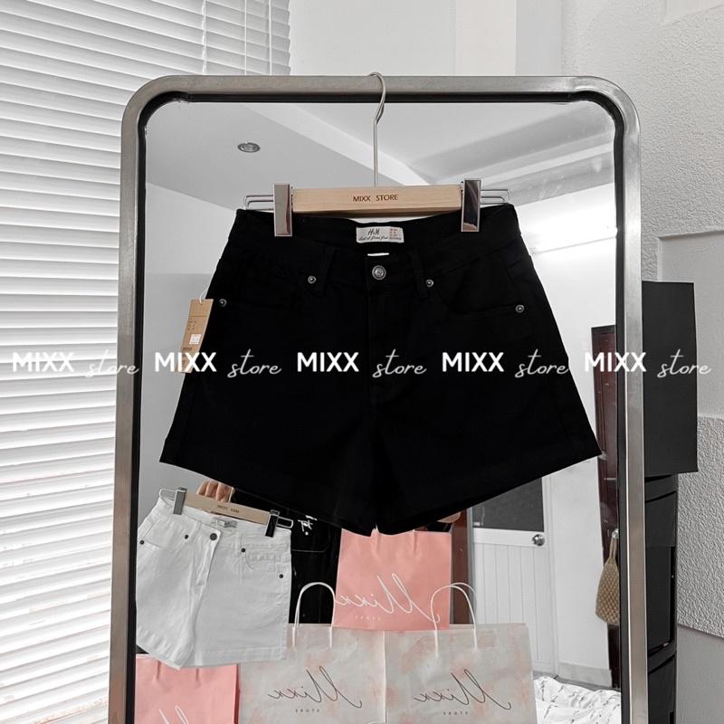 Quần Short Jean nữ lưng cao lật lai chất jean dày dặn co giãn thoải mái phom xinh