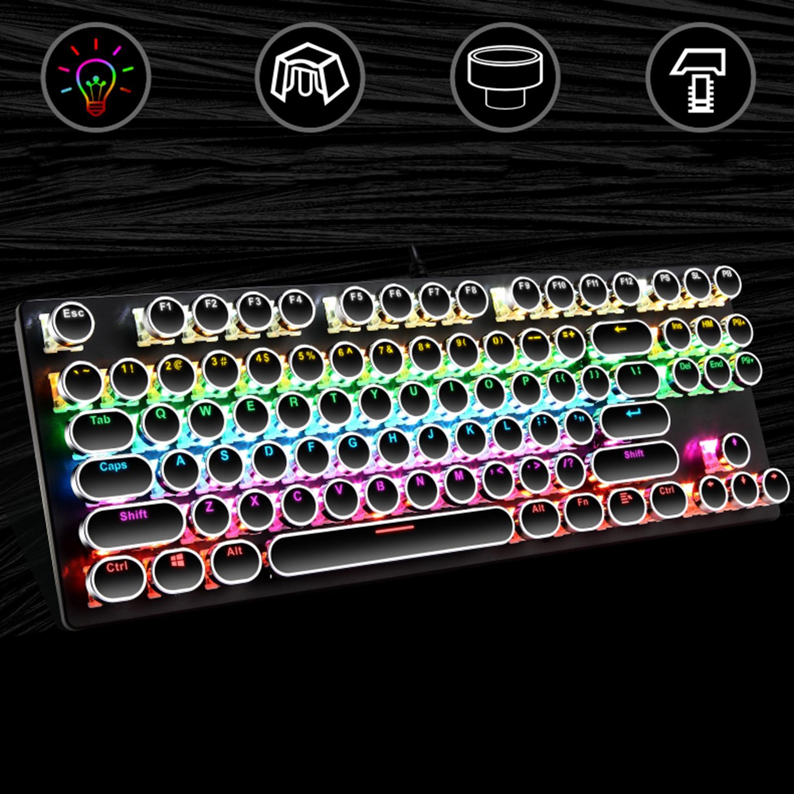 K550 Mechanical Gaming Keyboard 87Key Wired Game Keyboard RGB Backlit Black