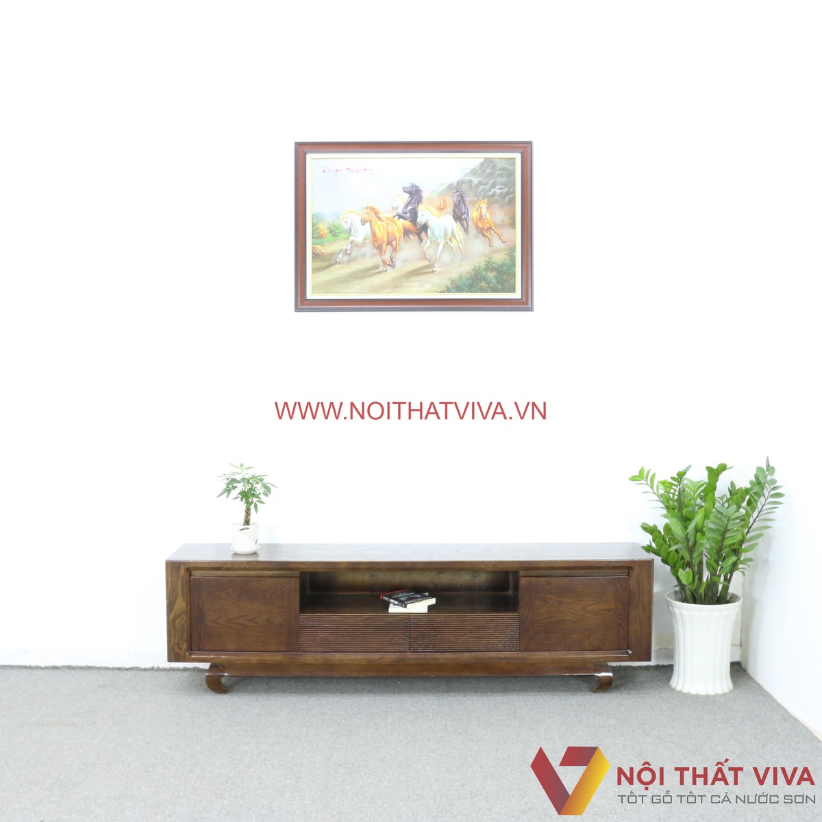 Kệ Tivi Gỗ Sồi Nga Màu Óc Chó Chân Xoắn Mẫu Mới Đẹp