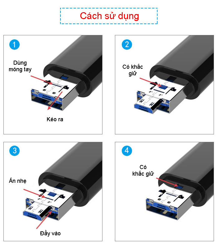Đầu cắm OTG xịn giúp điện thoại Android đọc thẻ nhớ TF, USB, Type C  - Hàng chính hãng / Hàng nhập khẩu