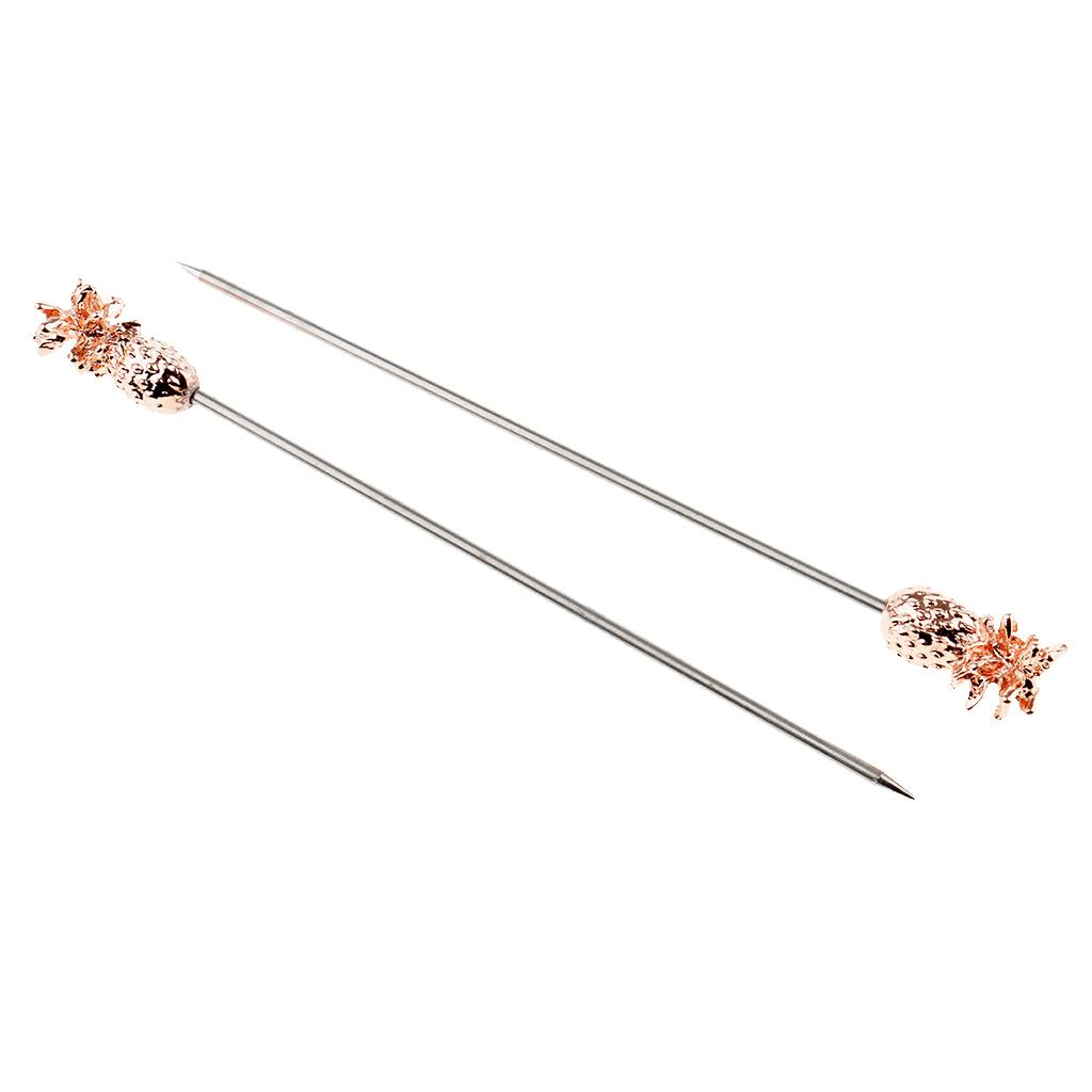 3X Stainless Steel Cocktail Picks Martini Fruit Stick For Party