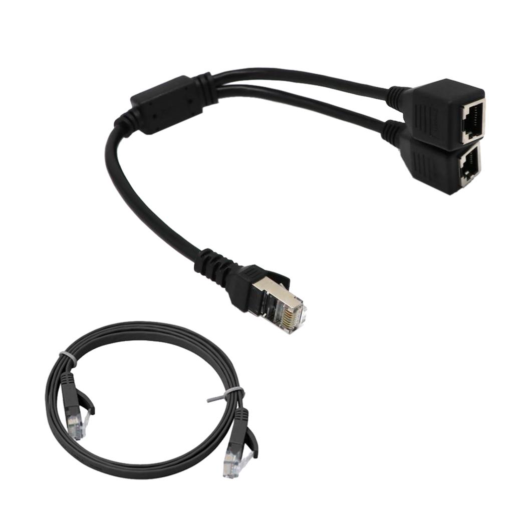 RJ45 Network Y Splitter Adapter, 1 RJ45 Female to 2 RJ45 Female Network Splitter Adapter, LAN Connector, Suitable for Super Category 5 6 Ethernet