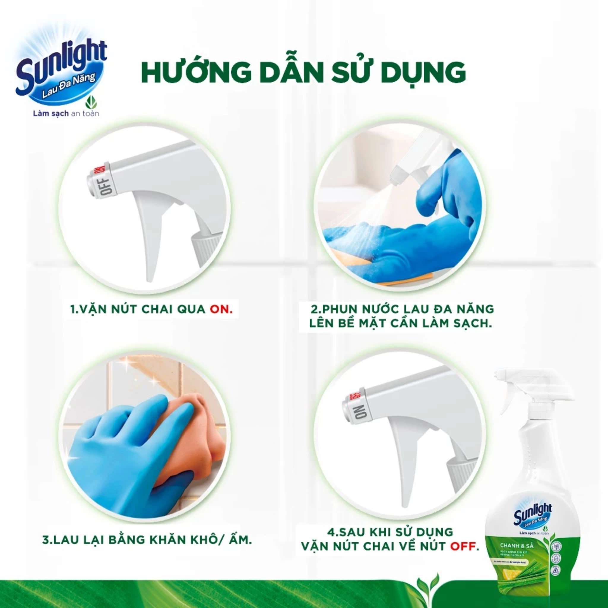 Combo 2 Chai Nước Lau Đa Năng Sunlight Chanh &amp; Sả Phiên Bản Nâng Cấp Từ Cif Sạch Bóng Kin Kít, Không Nhờn Rít Chai 500ML