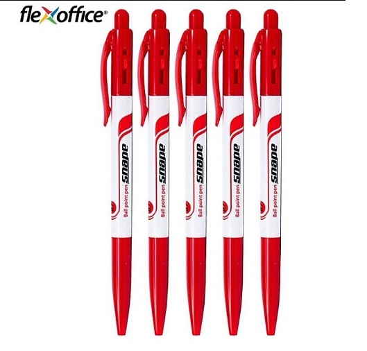 Combo 5 Cây Bút Bi Flexoffice FO-023 Mực Đỏ