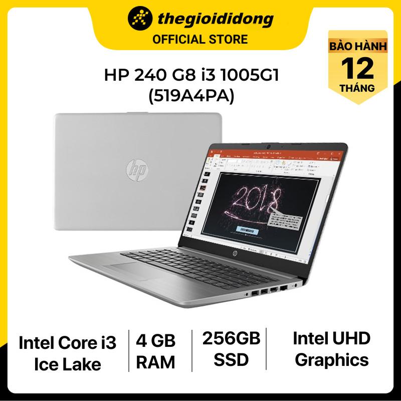 Laptop HP 240 G8 i3 1005G1/4GB/256GB/14"/Win10/(519A4PA)/Bạc - Hàng chính hãng