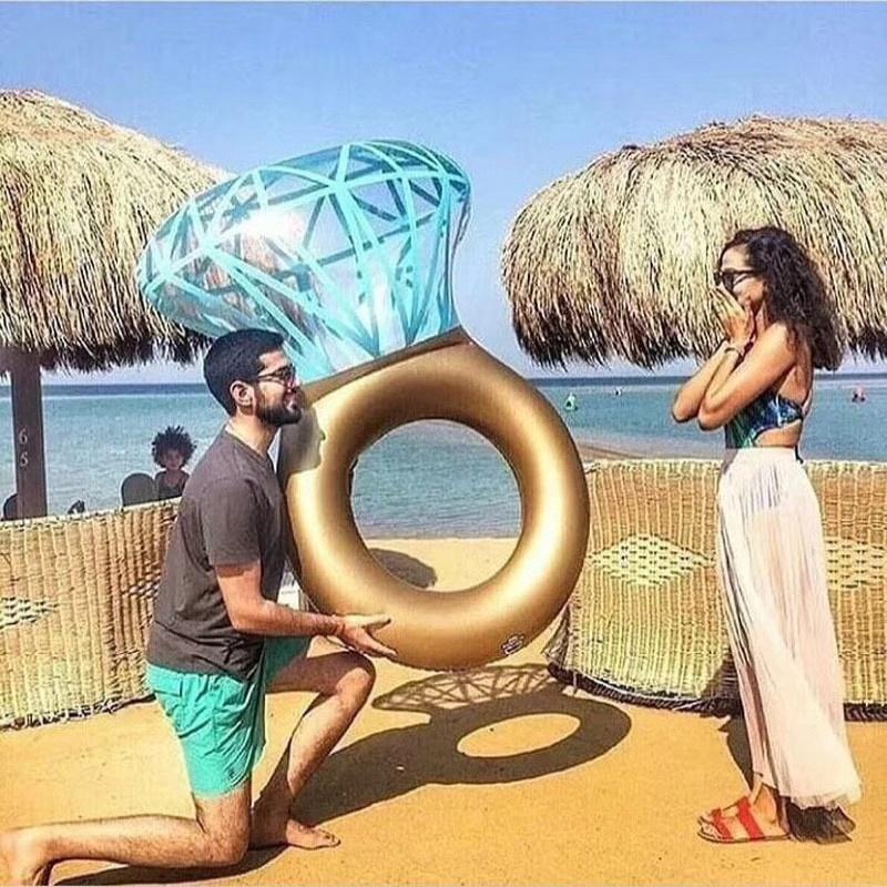 140cm Kim cương Vòng tròn Bơi bơm hơi Vòng bè Bể bơi Phao bơi Vòng dành cho Phụ nữ Người lớn Đạo cụ Ảnh Đồ chơi Bể bơi Tiệc bãi biển