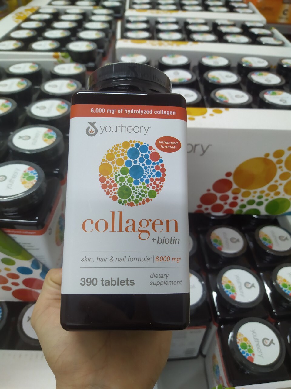 Collagen Vitamin C Youtheory Mỹ Tạo Sức Khỏe Từ Bên Trong Cho Da, Tóc, Móng, Gân, Dây Chằng, Sụn, Khớp Xương, Tim Mạch Và Tăng Hệ Miễn Dịch - Hộp 390 Viên