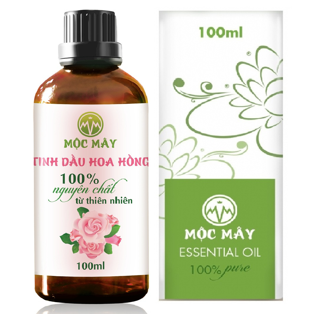 Tinh dầu hoa Hồng 100ml Mộc Mây - tinh dầu thiên nhiên nguyên chất 100% - chất lượng và mùi hương vượt trội