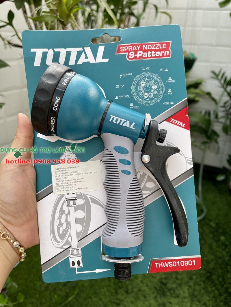 Vòi xịt tưới cây Total 8 cấp độ tưới , chuyên dùng làm vườn, xịt sân nhà , rửa xe, tưới cây nhiều lựa chọn khác nhau