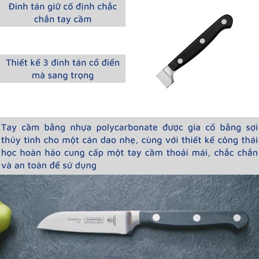 Dao Gọt Hoa Quả Rèn Nguyên Khối Cao Cấp Lưỡi Dài 8cm Chất Liệu Thép Không Gỉ Siêu Sắc Bén Thương Hiệu Tramontina Brazil