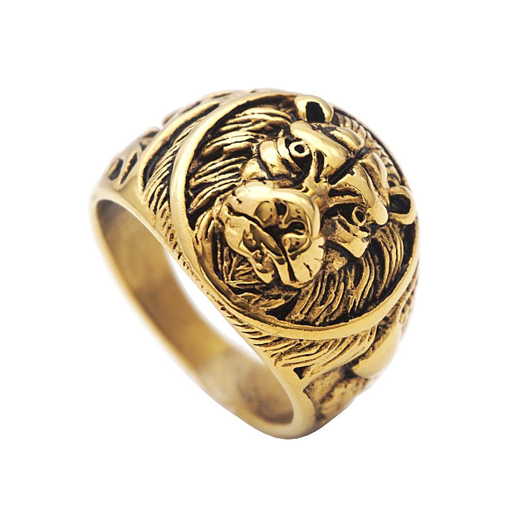 Lion  Stainless  Head Rings Punk Gothic