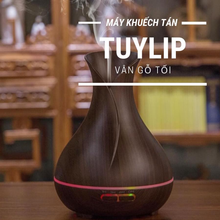 Máy Xông Tinh Dầu Máy Khuếch Tán Hoa Tulip Cỡ Lớn 550ML Phun Sương Tạo Hương Thơm Phòng Ngủ Diệt Khuẩn Đuổi Côn Trùng