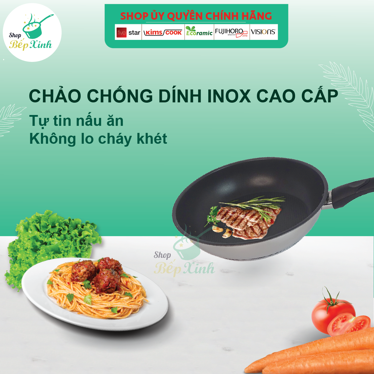 Chảo Chống Dính Bếp Từ 3 Đáy Fivestar 22 cm - Tặng 5 Muỗng Inox Cao Cấp