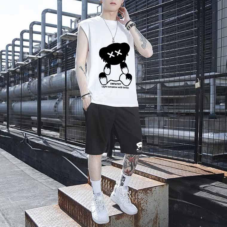 Bộ Thể Thao Nam Cộc Tay Phối Màu Cao Cấp - Bộ Xát Nách Gấu XX