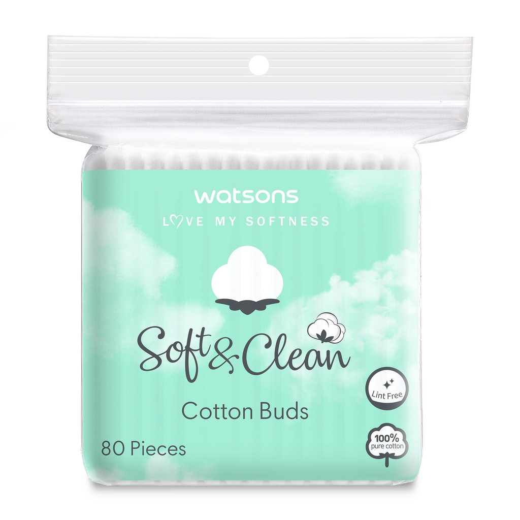 Bông Tăm Watsons Love My Softness Soft &amp; Clean Cotton Buds 80 Cây