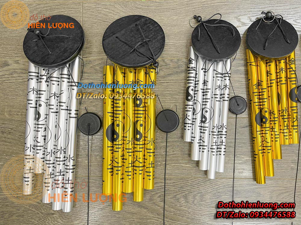 Chuông Gió Bát Quái 05 Ống Bằng Nhôm Nguyên Chất Các Cỡ - Đồ Thờ Hiên Lượng