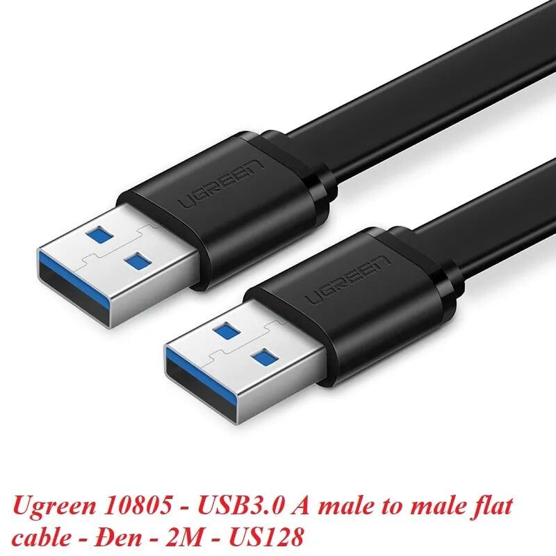 Ugreen UG10805US128TK 2M màu Đen Cáp 2 đầu USB 3.0 dương dáng dẹt cao cấp - HÀNG CHÍNH HÃNG