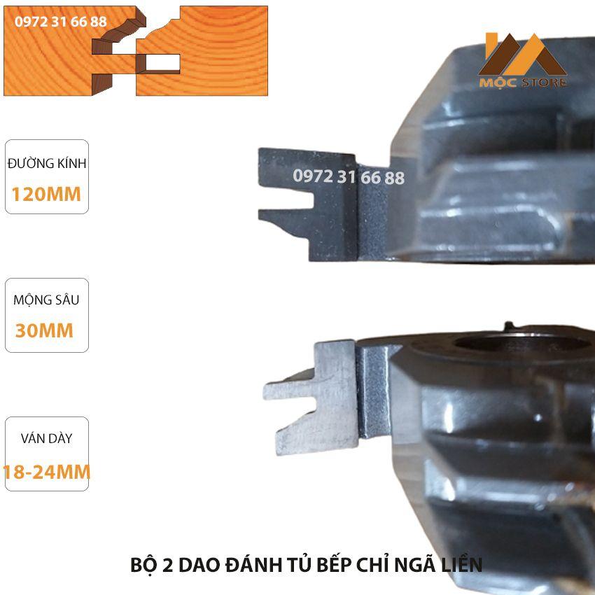 MŨI SOI GỖ ĐÁNH TỦ BẾP- BỘ 2 MŨI PHAY LIỀN ĐÁNH TỦ BẾP CHỈ NGÃ PHI 120MM - TRỤC 25.4MM -30MM