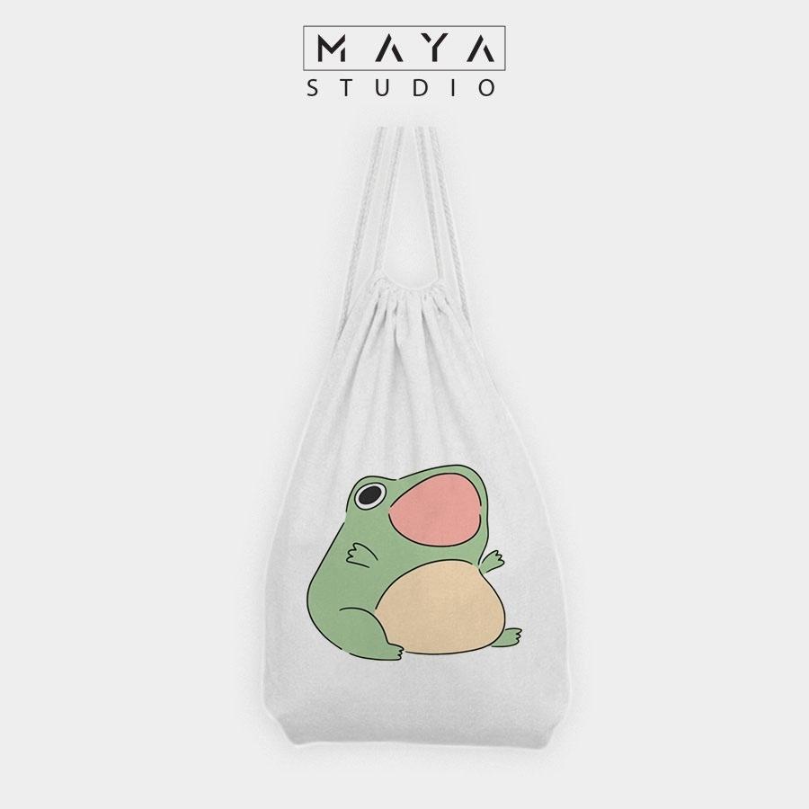 BALO RÚT MAYA vải Canvas đeo vai nhỏ xinh unisex NHỮNG CHÚ ẾCH cực cute phù hợp mang đi học đi chơi