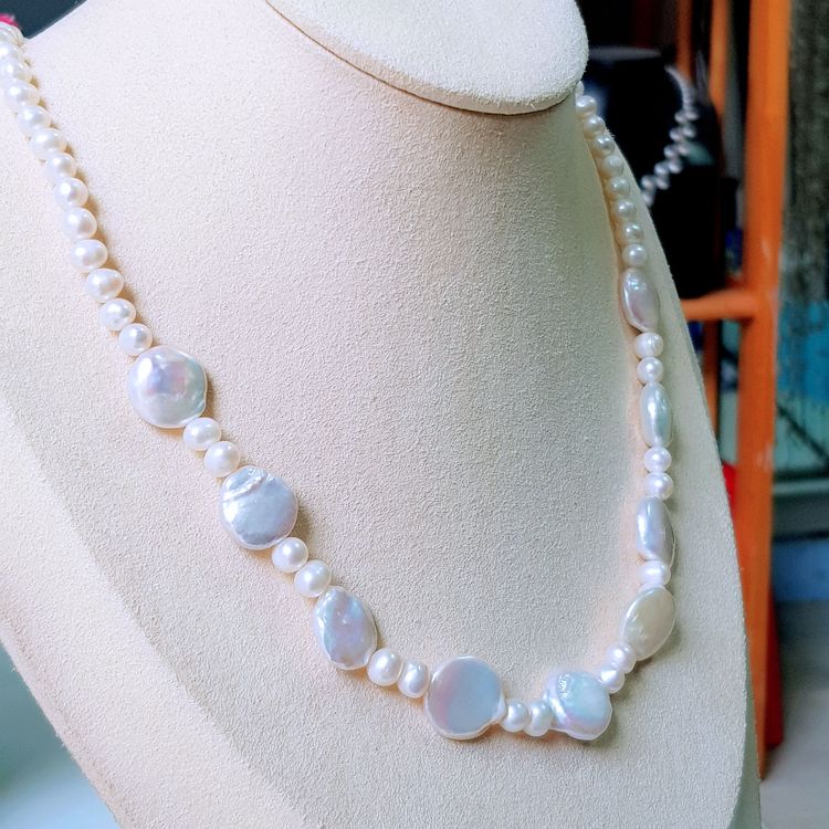 Vòng Cổ Ngọc Trai Tự Nhiên Cao Cấp - Chuỗi Đơn Mix Baroque - Trang Sức Cô Tấm - BALI PEARL (5-13ly) - CTJ3811 - Trắng