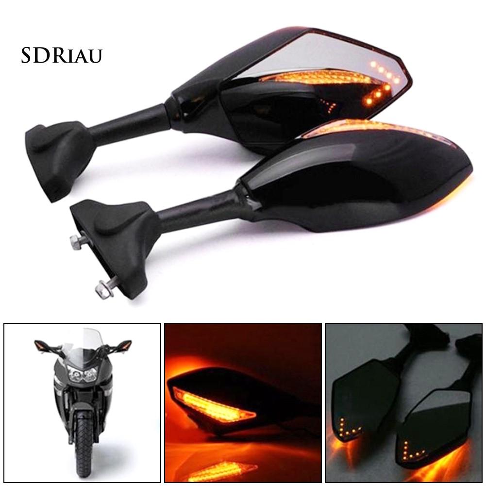 2 gương chiếu hậu gắn tay lái cho xe máy có đèn led báo rẽ tiện lợi