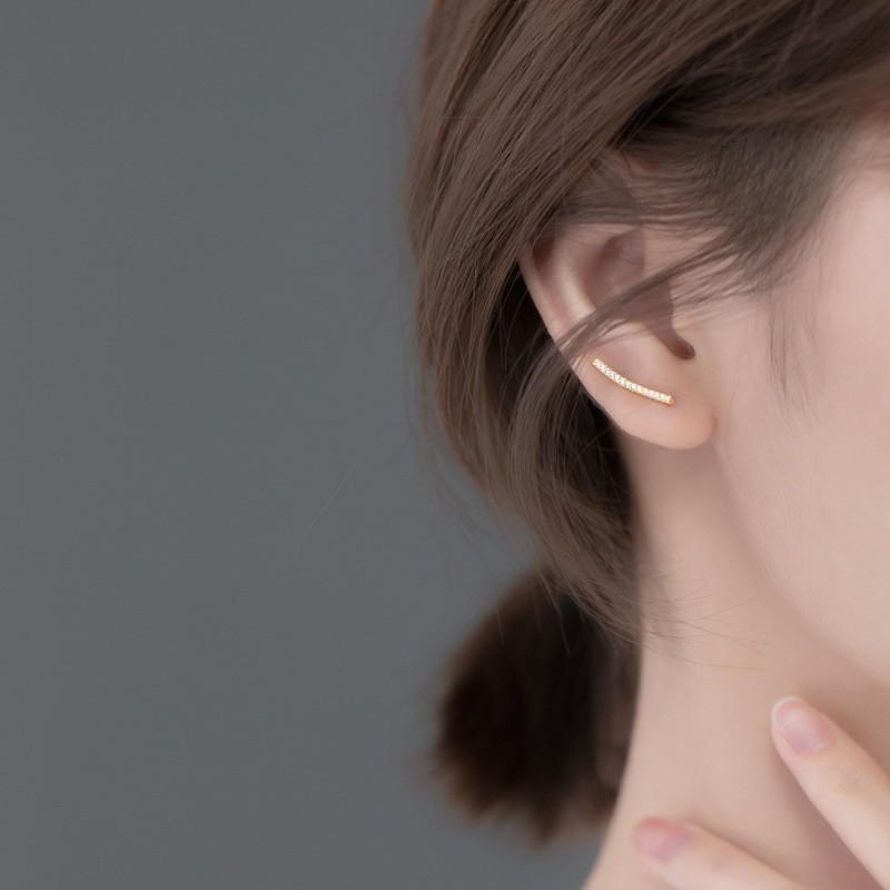 Khuyên tai bạc Ý s925 thanh ngang đơn giản G2675 - AROCH Jewelry