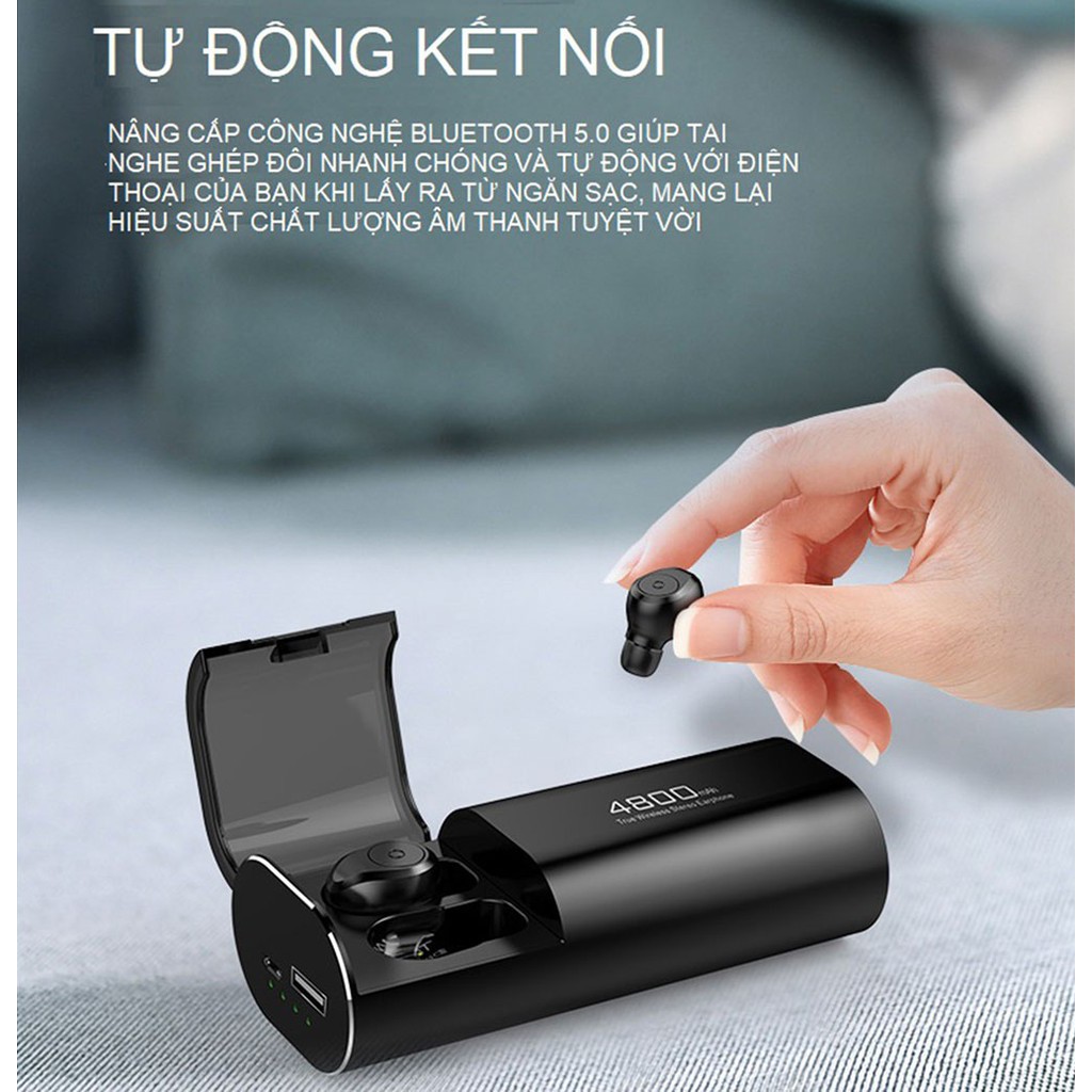 Tai nghe bluetooth FLOVEME S11 Kiêm sạc dự phòng  4800mAh - Pin siêu khủng -  Chống nước IPX5  - Cảm ứng vân tay - Hàng Chính Hãng