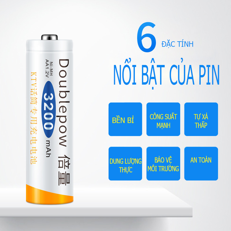 Hộp 4 Pin Sạc- Pin tiểu AA 3000mah Doublepow / Pin Sạc AA 3400mAh Fujimax - SẢN PHẨM CHÍNH HÃNG