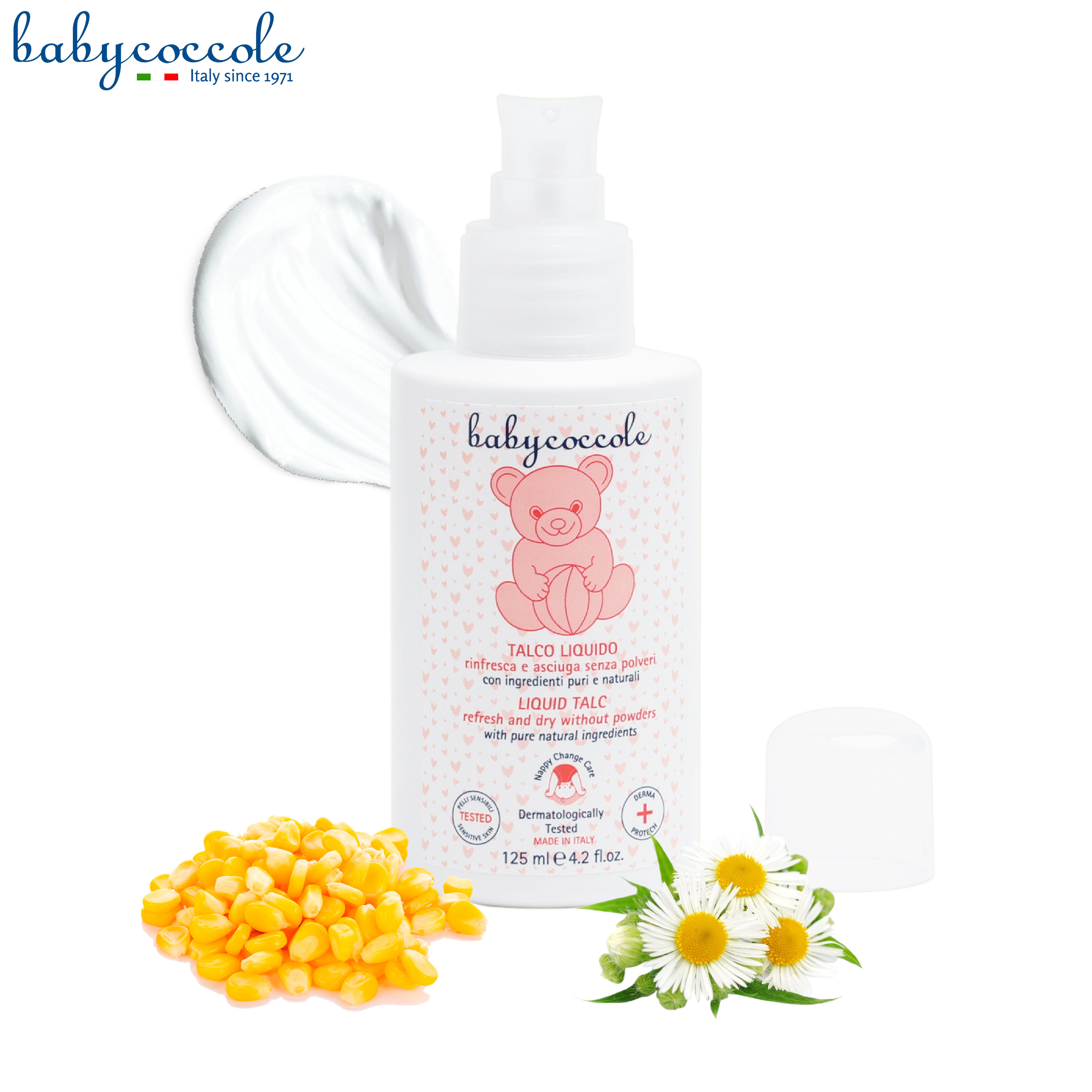 Phấn rôm nước với tinh bột bắp Babycoccole 125ml 0M+