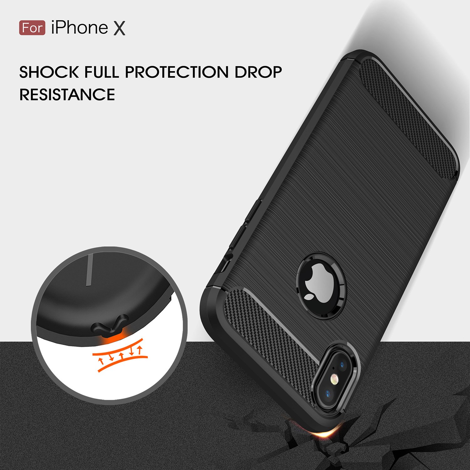 Ốp lưng chống sốc Likgus cho iPhone X / Xs (chuẩn quân đội, chống va đập, chống vân tay) - Hàng chính hãng