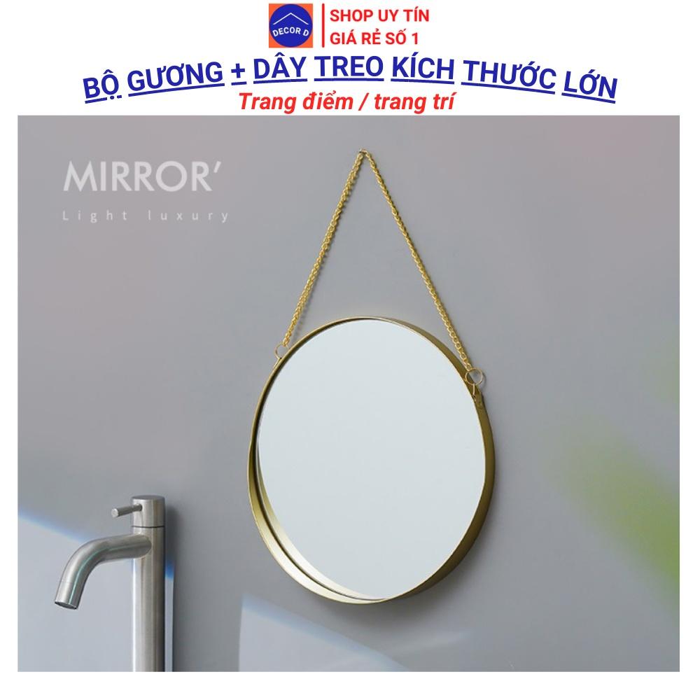 Gương treo tường, gương tròn màu mạ vàng trang trí decor nhà cửa, nhà tắm, trang điểm cao cấp, sang trọng