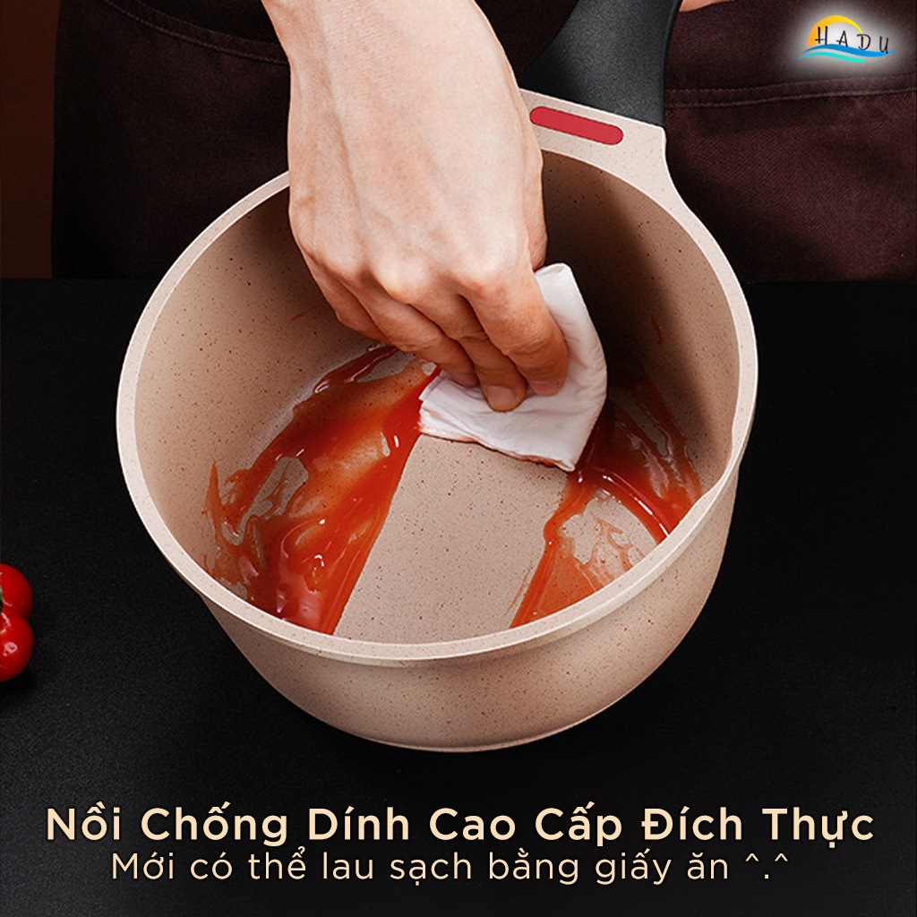Nồi Chống Dính Bếp Từ Có Nắp 18cm Cao Cấp Cảm Biến Nhiệt Độ Thông Minh Đạt Chất Lượng LFGB Đức SSGP