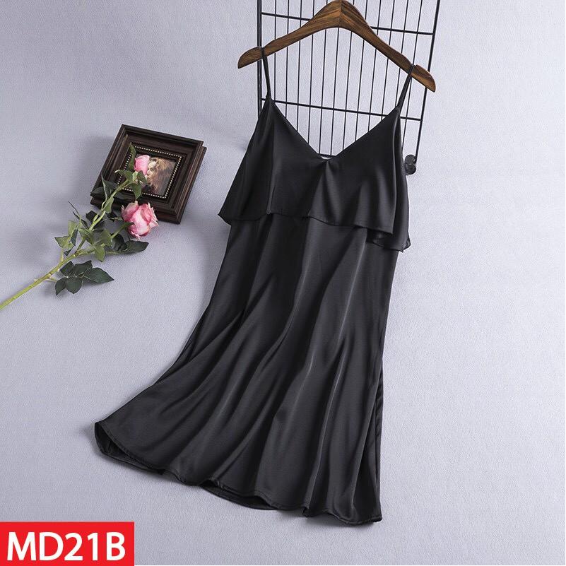 Váy Ngủ Nữ Lụa Satin Trơn Dáng Xuông Liền Thân Hisexy MD21