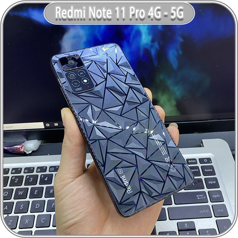 Miếng dán PPF mặt lưng 3D vân kim cương cho Redmi Note 11 Pro 4G - 5G