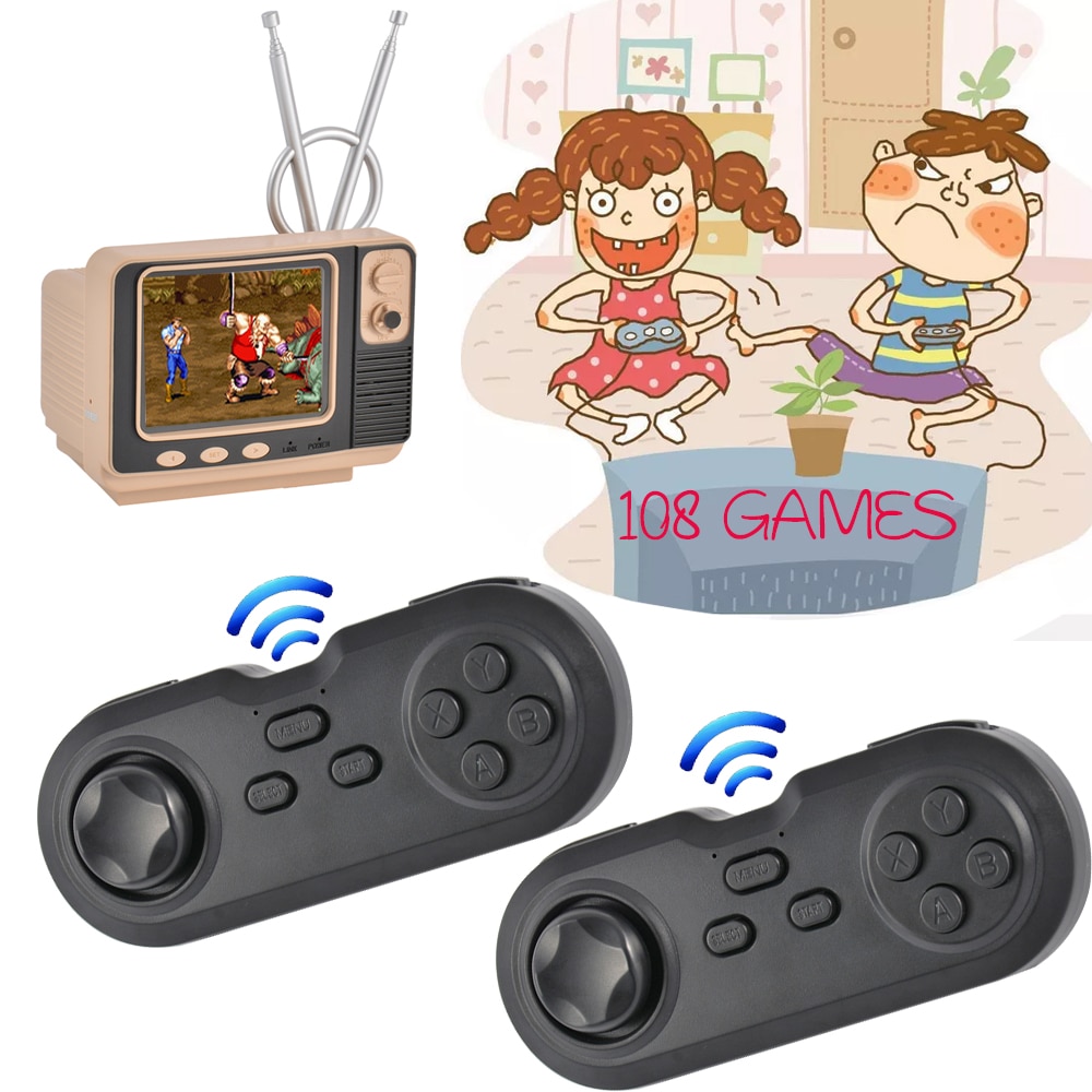 Bảng điều khiển chơi game tay cầm không dây- Bản nâng cấp máy game 108 trò chơi kết nối TV 2 người chơi 2.4Ghz game console cổ điển