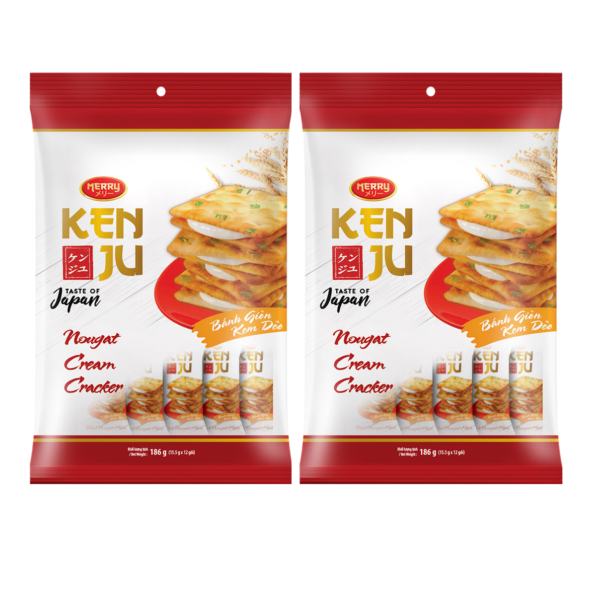 Combo 2 Túi Bánh Quy Richy Kenju Kem Dẻo 186gr - Hương Vị Nhật