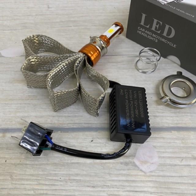 Đèn pha led xe máy ô tô 3 tim đuôi công siêu sáng xài điện máy lắp không cần độ chế