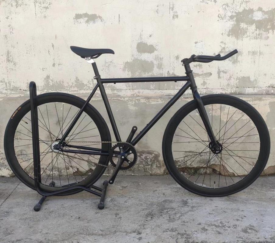 Xe Đạp Fixie Xe Đạp Fixed Gear 52Cm Đi Xe Đạp Xe Đạp Thành Phố Khung Thép Hợp Kim Bánh Xe 40Mm Tốc Độ Đơn Xe Đạp Color: black 2 Size: 46cm