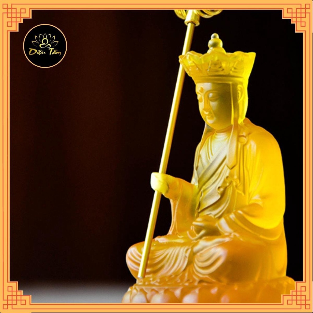 Tượng phật địa tạng vương bồ tát cao 10cm tượng phật để ô tô đồ thờ cúng shop Diệu Tâm mẫu Địa Tạng LL đài sen 10cm