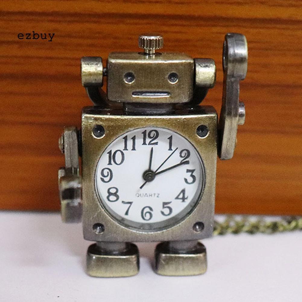 Mặt Dây Chuyền Đồng Hồ Quả Quýt Hình Robot Vintage