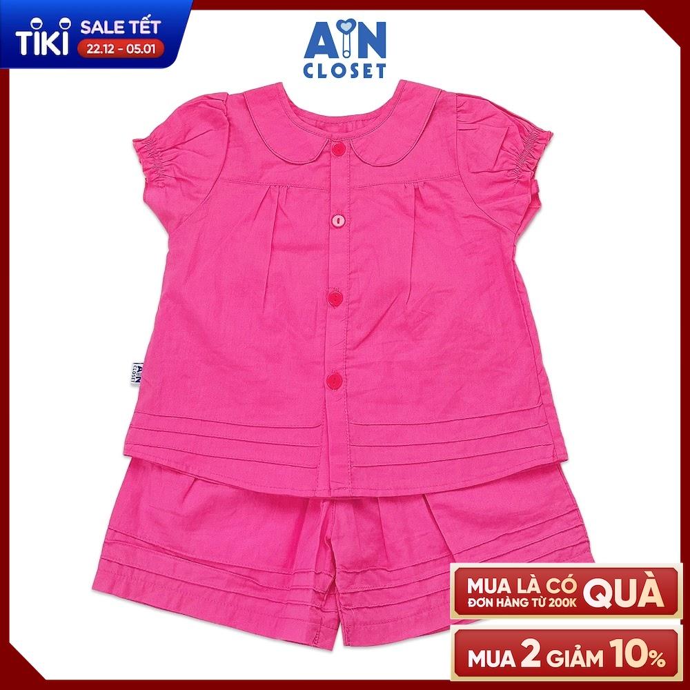 Bộ quần áo ngắn bé gái Sơ mi hồng cánh sen cotton - AICDBGZTIFXD - AIN Closet