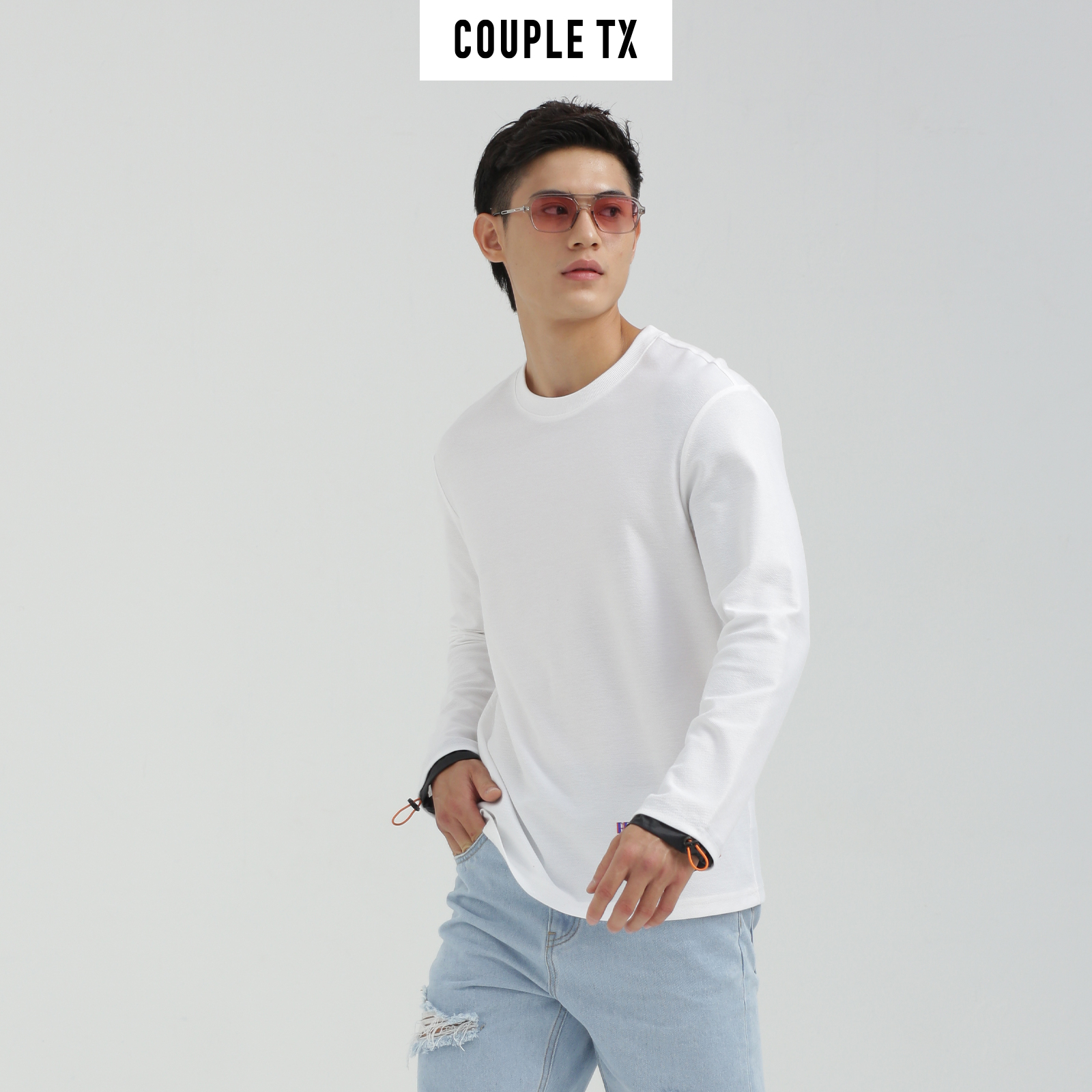 COUPLE TX - Áo Thun Nam Dài Tay Phối Dù Rút MTS 1204