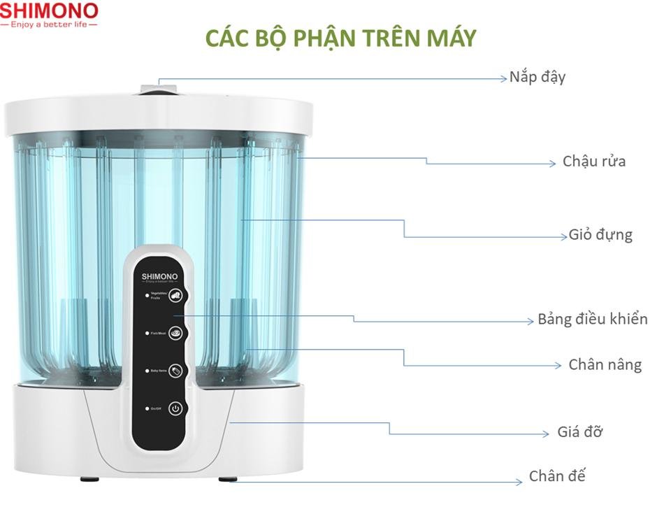 Máy Khử Trùng Thực Phẩm SHIMONO SM-FSCOH15-C1 Loại Bỏ Độc Tố Vi Khuẩn Trong Hoa Quả, Thịt Cá Mà Giữ Được Độ Tươi Ngon Hàng Chính Hãng