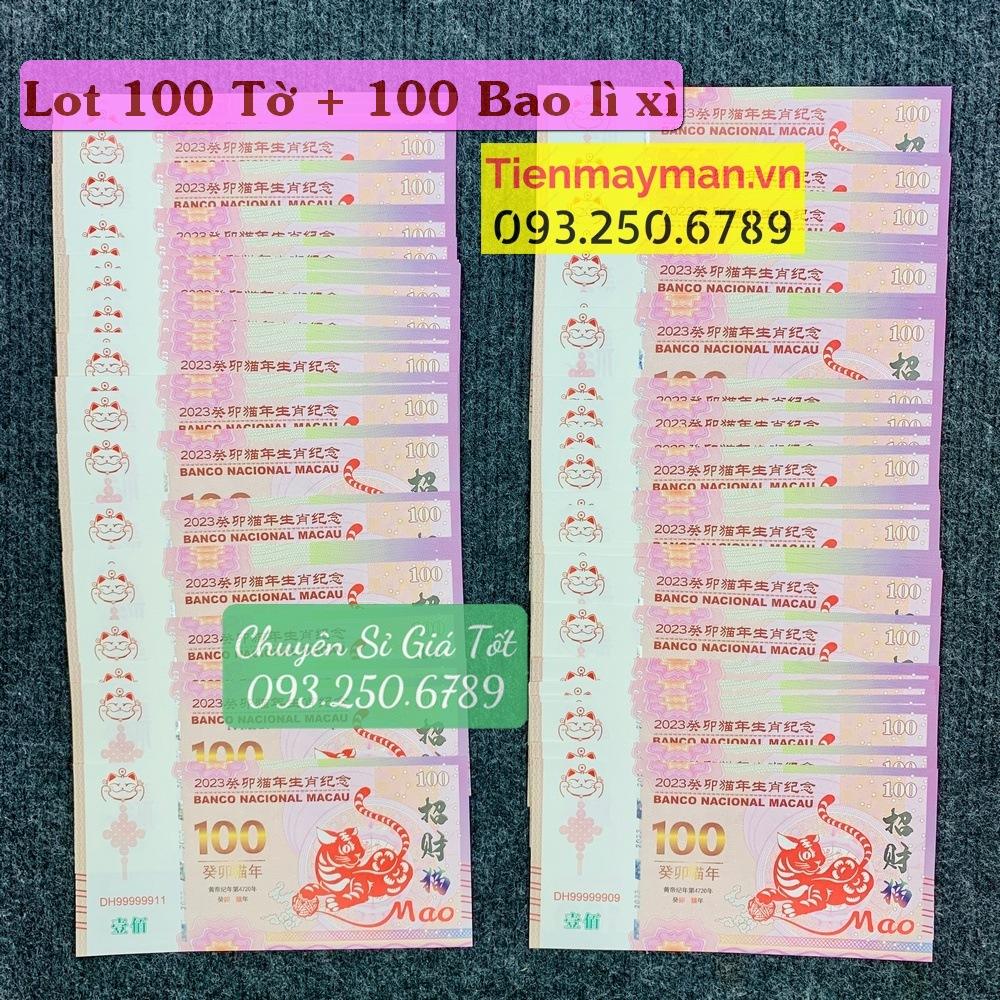 Combo 100 Tờ Tiền Macao Con Mèo mệnh giá 100 May Mắn Lì Xì Tết Quý Mão, tặng kèm bao lì xì - NELI - RƯỚC LỘC XUÂN