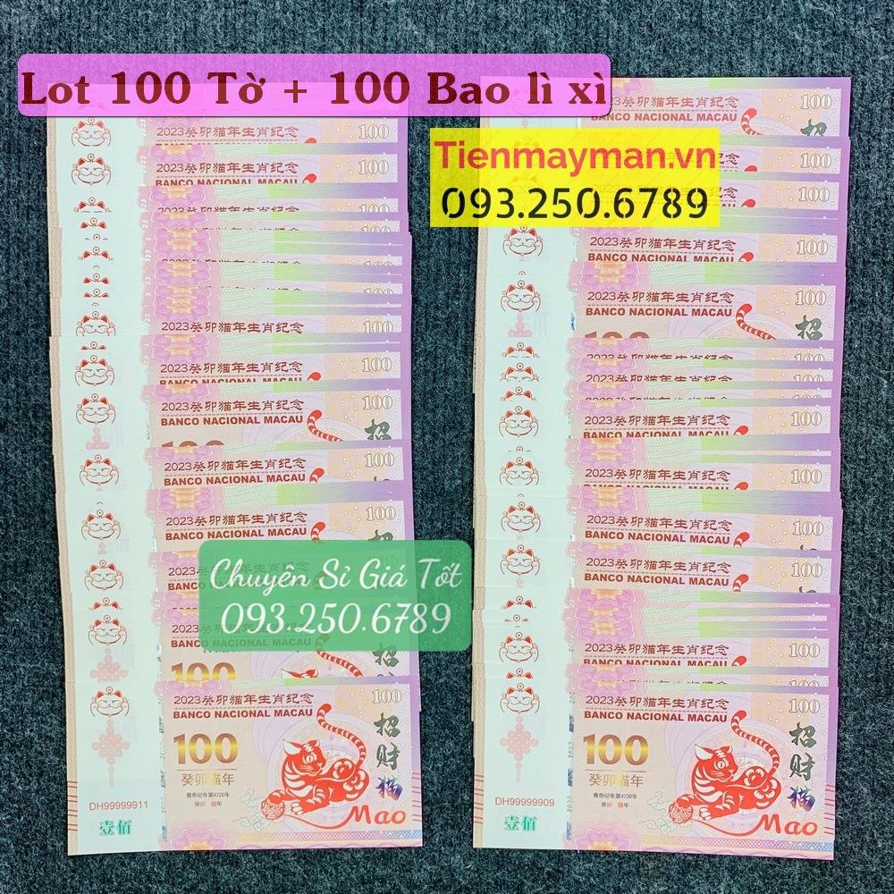 Combo 100 Tờ Tiền Macao Con Mèo mệnh giá 100 May Mắn Lì Xì Tết Quý Mão, tặng kèm bao lì xì - NELI - RƯỚC LỘC XUÂN